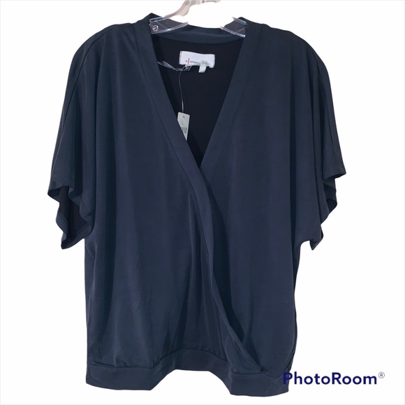 Anthropologie M Black Ayla Surplice Top NWT - Picture 2 of 8